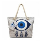 Encore Handcrafted Evil Eye Print Tote Bag – Blue/White