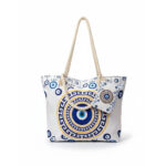 Encore Handcrafted Evil Eye Print Tote Bag – Blue/White
