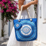 Encore Handcrafted Evil Eye Print Tote Bag – Blue - Image 6