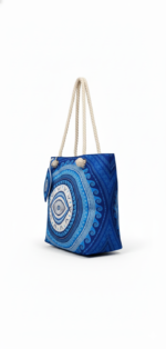 Encore Handcrafted Evil Eye Print Tote Bag – Blue - Image 2