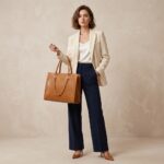 ENCORE LADIES HANDBAG 01- WITH LAPTOP COMPARTMENT (HONEY TAN) - Image 6