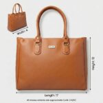 ENCORE LADIES HANDBAG 04 -DUAL ZIP - (AMBER TAN) - Image 3