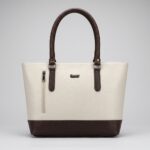 ENCORE LADIES HANDBAG 05- Classic Dual-Tone Tote (BEIGE -BROWN)