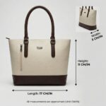 ENCORE LADIES HANDBAG 05- Classic Dual-Tone Tote (BEIGE -BROWN) - Image 3