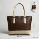 ENCORE LADIES HANDBAG 05- Classic Dual-Tone Tote (BROWN -BEIGE) - Image 3