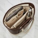 ENCORE LADIES HANDBAG 05- Classic Dual-Tone Tote (BROWN -BEIGE) - Image 2