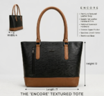 ENCORE LADIES HANDBAG 05- Classic Dual-Tone Tote (BLACK-TAN) - Image 3