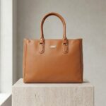 ENCORE LADIES HANDBAG 04 -DUAL ZIP - (AMBER TAN)