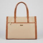 ENCORE - Executive- workflow Tote bag (Beige with Tan Trim)