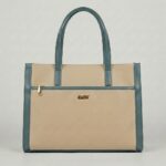 ENCORE - Executive- workflow Tote bag (Beige with Greenish blue Trim)