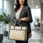 ENCORE - Executive- workflow Tote bag (Beige with Grey Trim) - Image 4