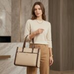 ENCORE - Executive- workflow Tote bag (Beige with brown Trim) - Image 4