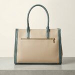 ENCORE - Executive- workflow Tote bag (Beige with Greenish blue Trim) - Image 3