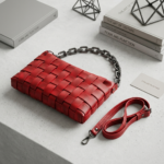 Encore Premium PU Leather Woven Sling Bag for Women – Stylish Crossbody Handbag (Red)