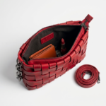Encore Premium PU Leather Woven Sling Bag for Women – Stylish Crossbody Handbag (Red) - Image 2