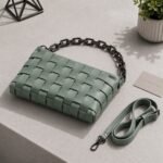 Encore Premium PU Leather Woven Sling Bag for Women – Stylish Crossbody Handbag-  green