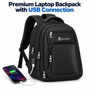 ENCORE | PREMIUM I50- LAPTOP BACKPACK WITH USB CONNECT | 19 INCH- BLACK